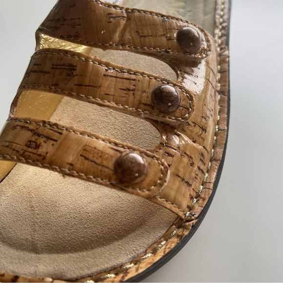 Alegria Fiona cork look sandals EUC size 37 three strap hook and loop closure - Picture 7 of 12
